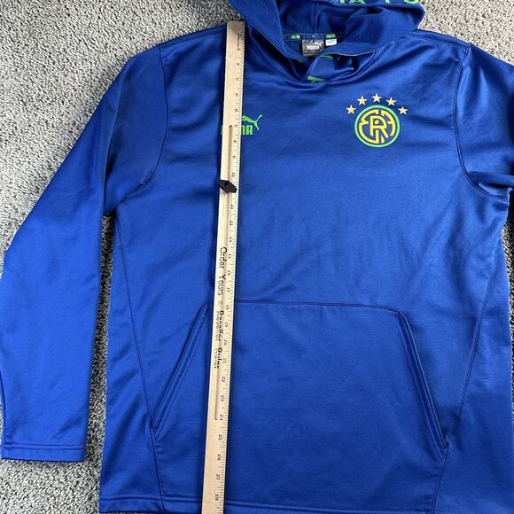 Brazil Soccer Hoodie Mens L Blue Green Pullover Football Star Logo Sweatshirt - Picture 9 of 13